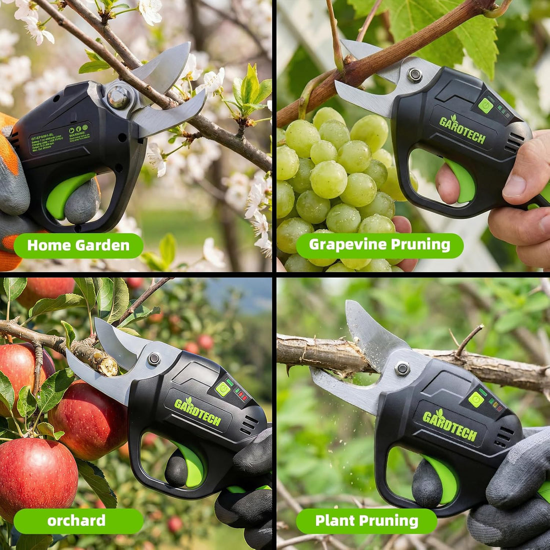 GARDTECH Cordless Electric Pruning Shears pruning apple tree grapevine and garden branches