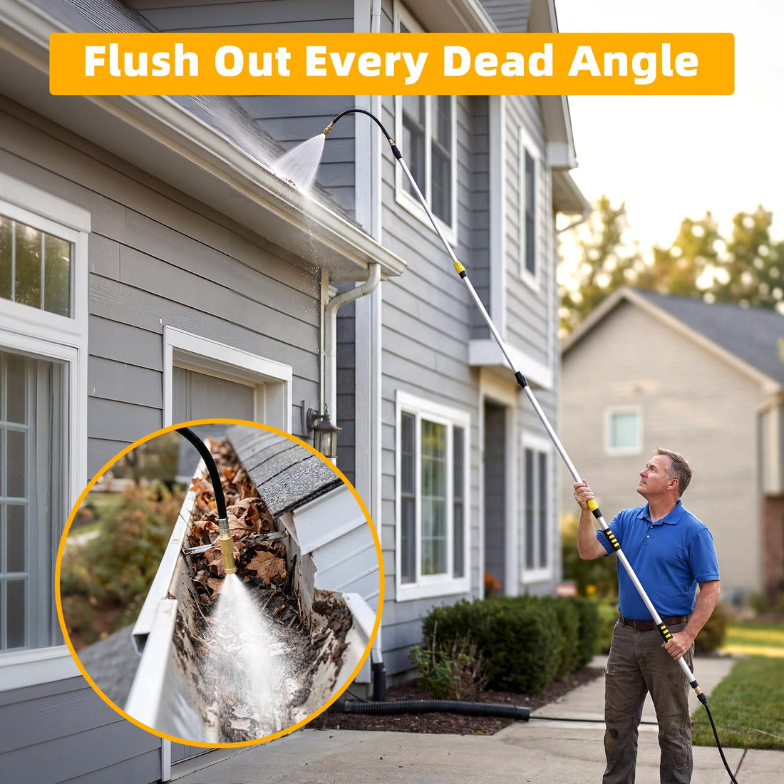 How to clean gutters without a ladder using telescoping gutter cleaner tool