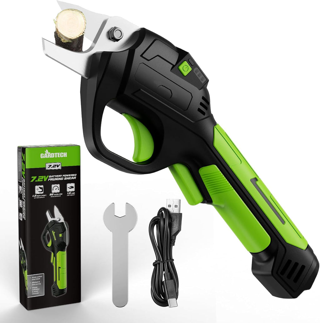 GARDTECH Cordless Electric Pruning Shears – 7.2V Brushless, 14mm Cut, Ultra-Lightweight One-Hand Pruner for Garden & Yard