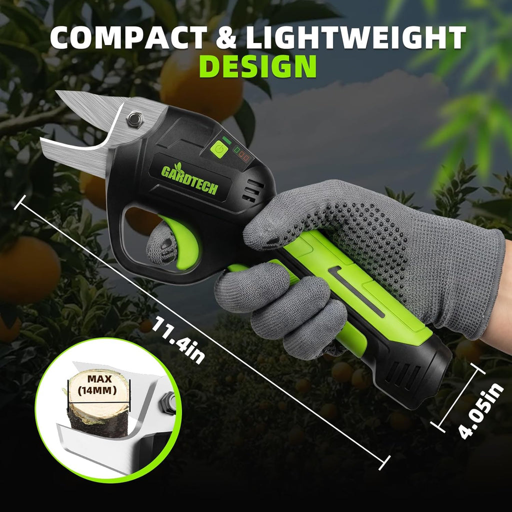 GARDTECH Cordless Electric Pruning Shears – 7.2V Brushless, 14mm Cut, Ultra-Lightweight One-Hand Pruner for Garden & Yard