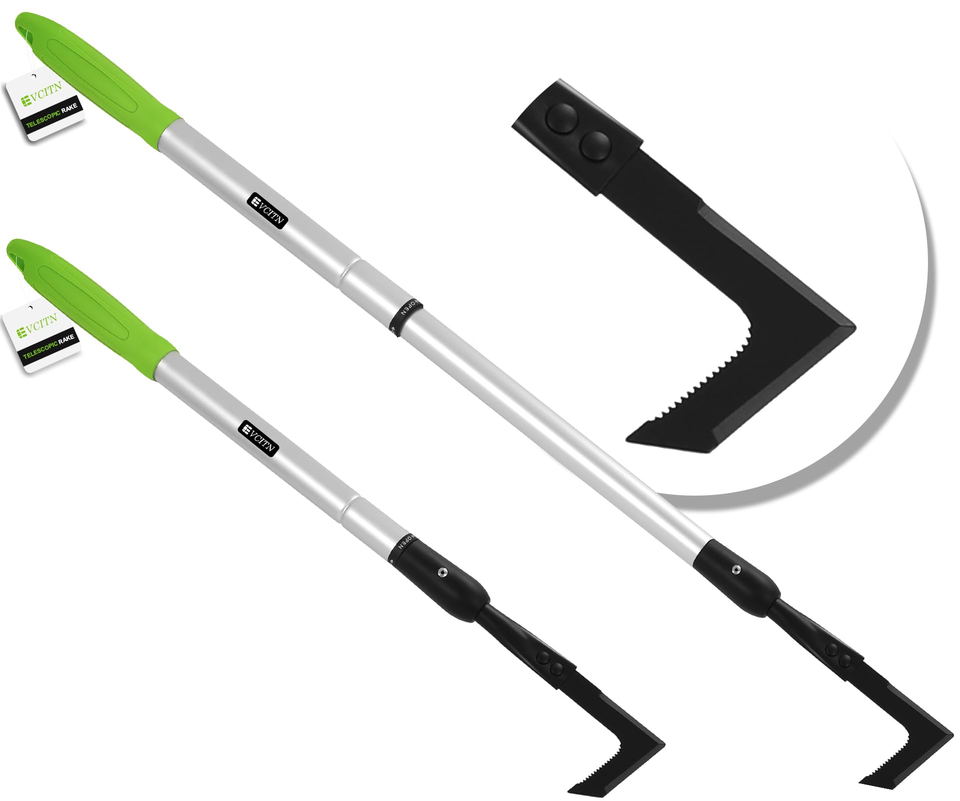 Evcitn Adjustable Crack Weeder with Long Handle – Serrated L-Shaped Blade for Weeds, Roots & Moss Between Driveway and Sidewalk Cracks