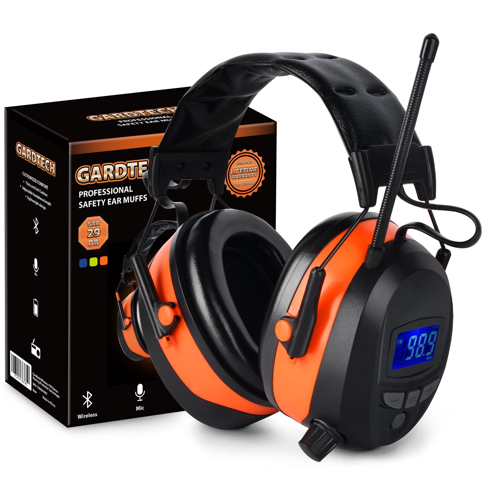 GARDTECH Hearing Protection with Bluetooth, FM Radio Earmuffs, NRR 29dB Hearing Protection Headphones