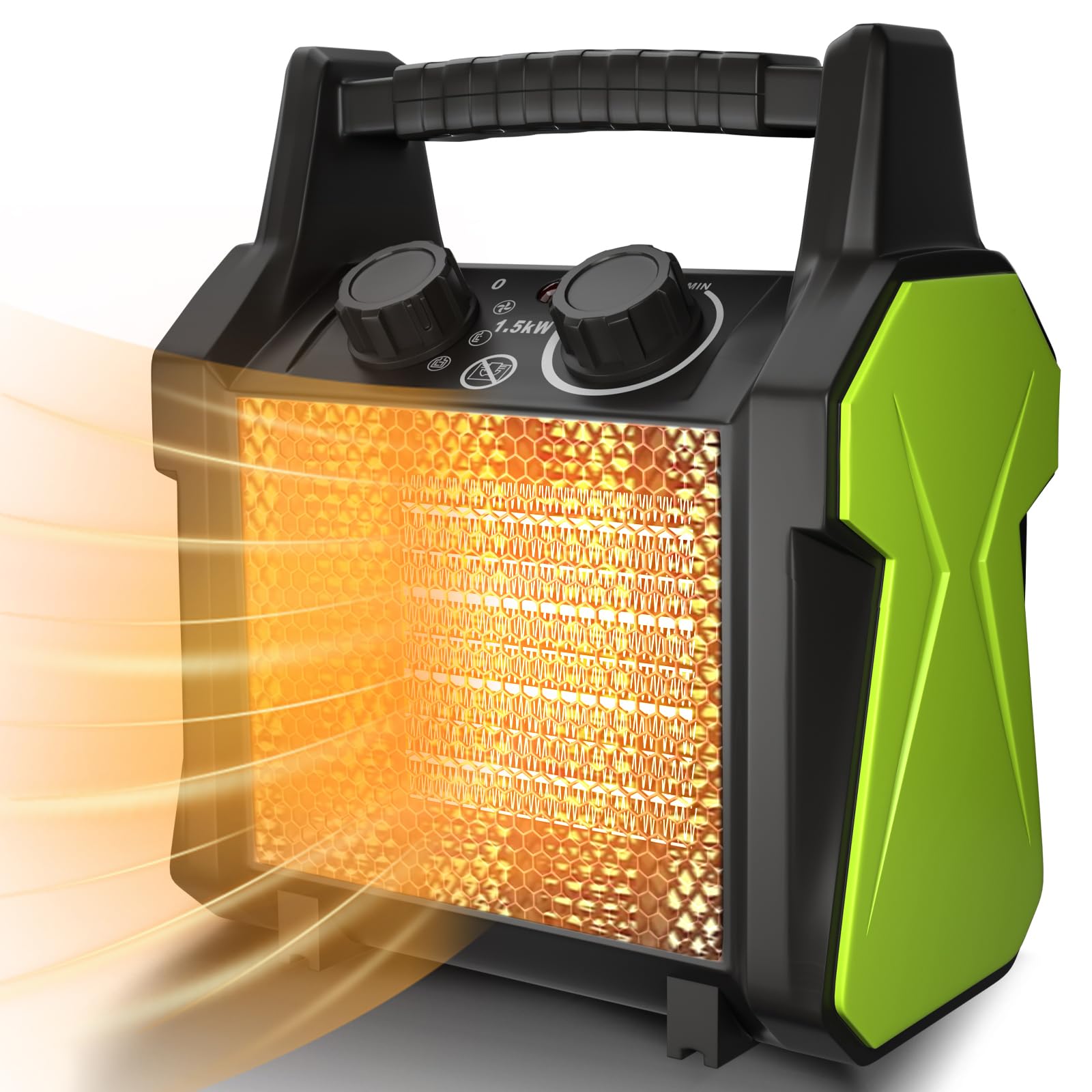 GARDTECH 1500W Outdoor Electric Heater – Fast Heat PTC Ceramic Space Heater with Overheat Protection, Portable for Patio, Garage, Workshop & Greenhouse