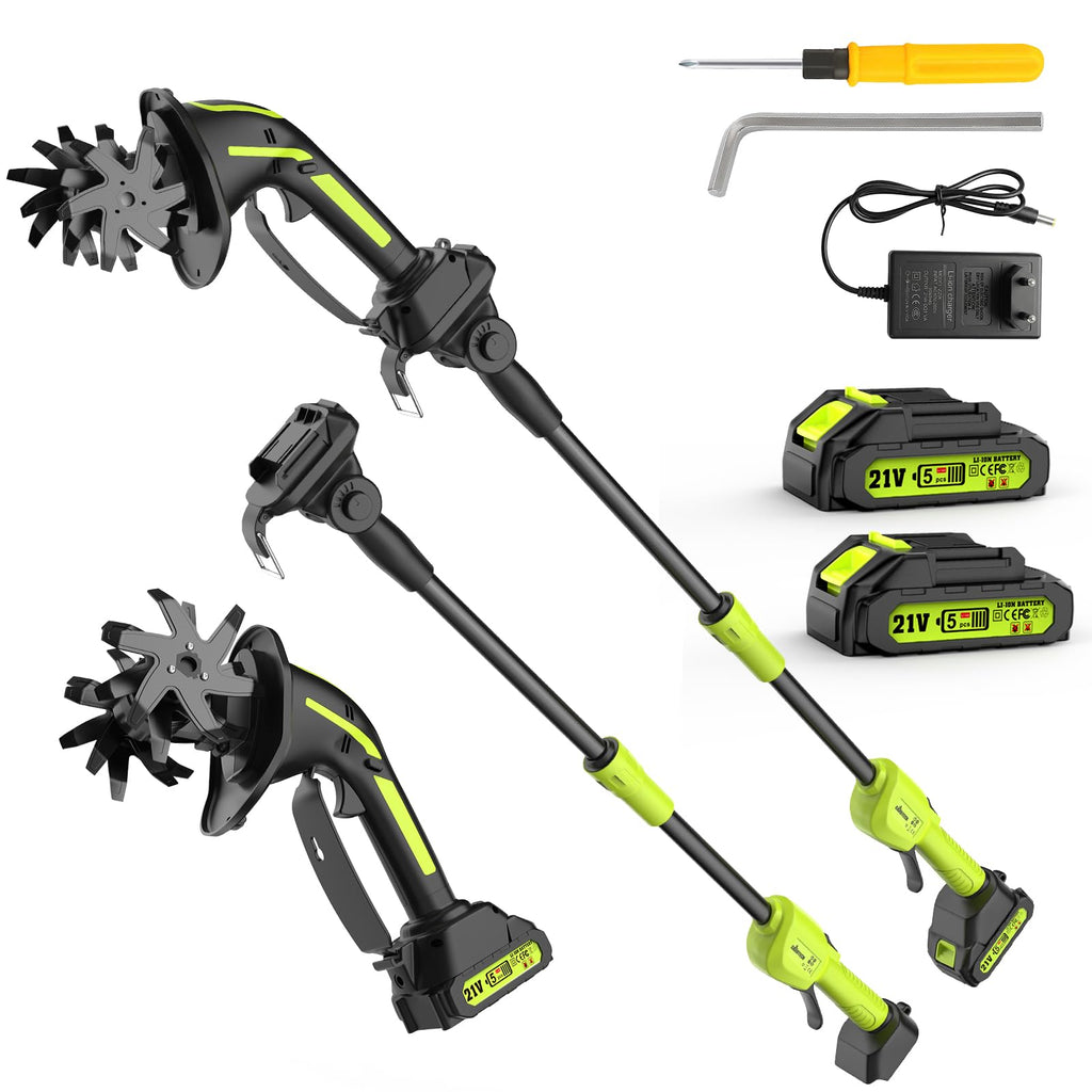 GARDTECH 2-in-1 Cordless Tiller Cultivator | 235RPM, 4" Tilling Depth, 120-Min Runtime, 2×2.0Ah Batteries
