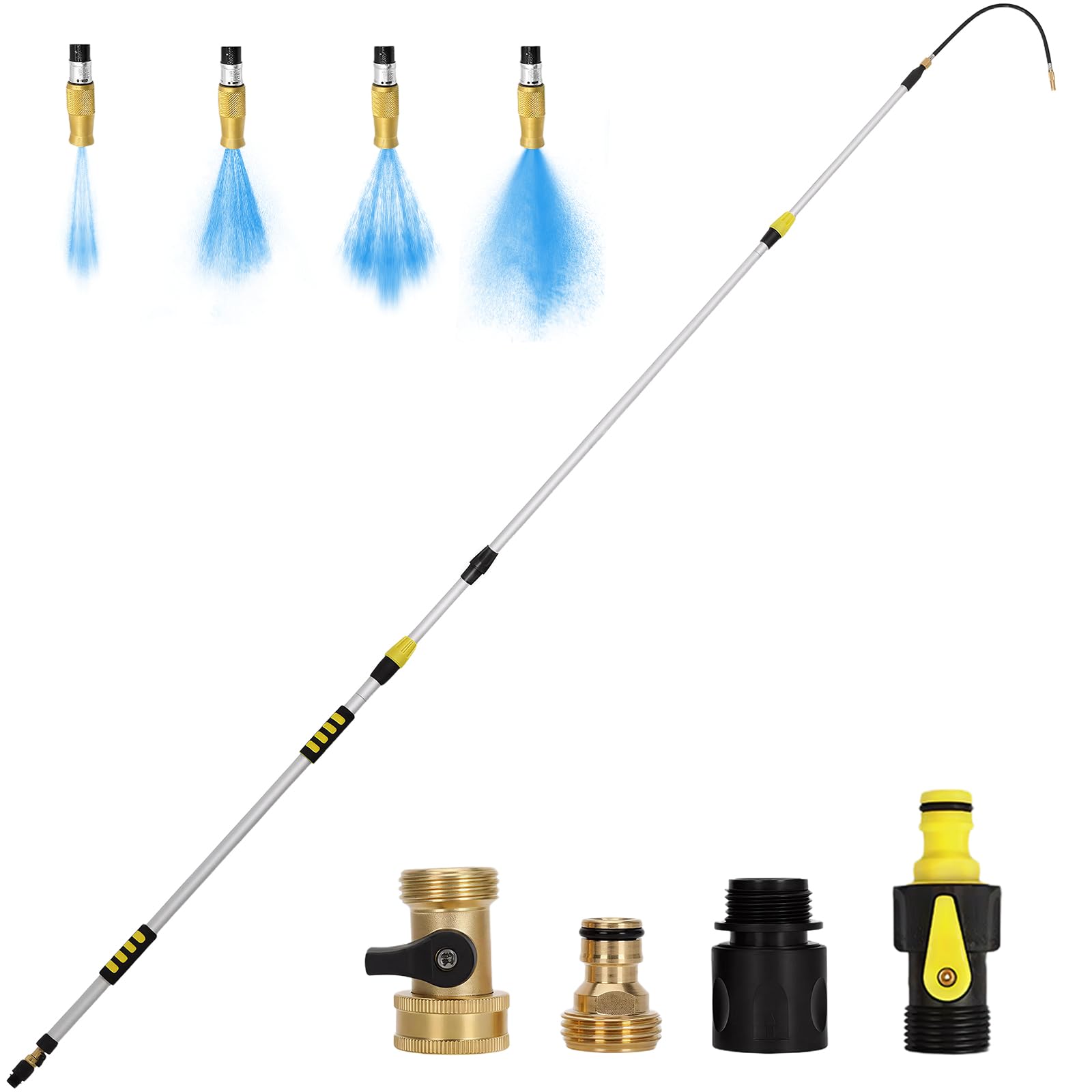 Evcitn Telescoping Gutter Cleaner Tool with 360° Rotating Wand & 3/4" Brass Shut-Off Valve | Extendable 4–20FT, Fits Standard Garden Hose