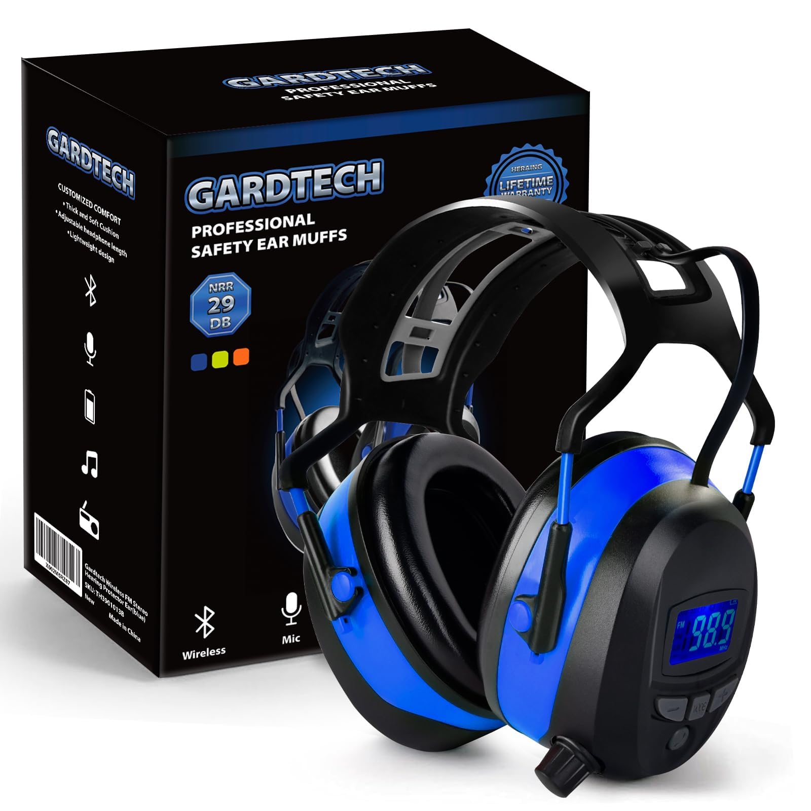 GARDTECH Hearing Protection with Bluetooth, FM Radio Earmuffs, NRR 29dB Hearing Protection Headphones