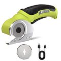 Evcitn Cordless Electric Scissors, Rechargeable Self-Sharpening Rotary Cutter for Cardboard, Fabric, Carpet, Leather & Plastic (Green)