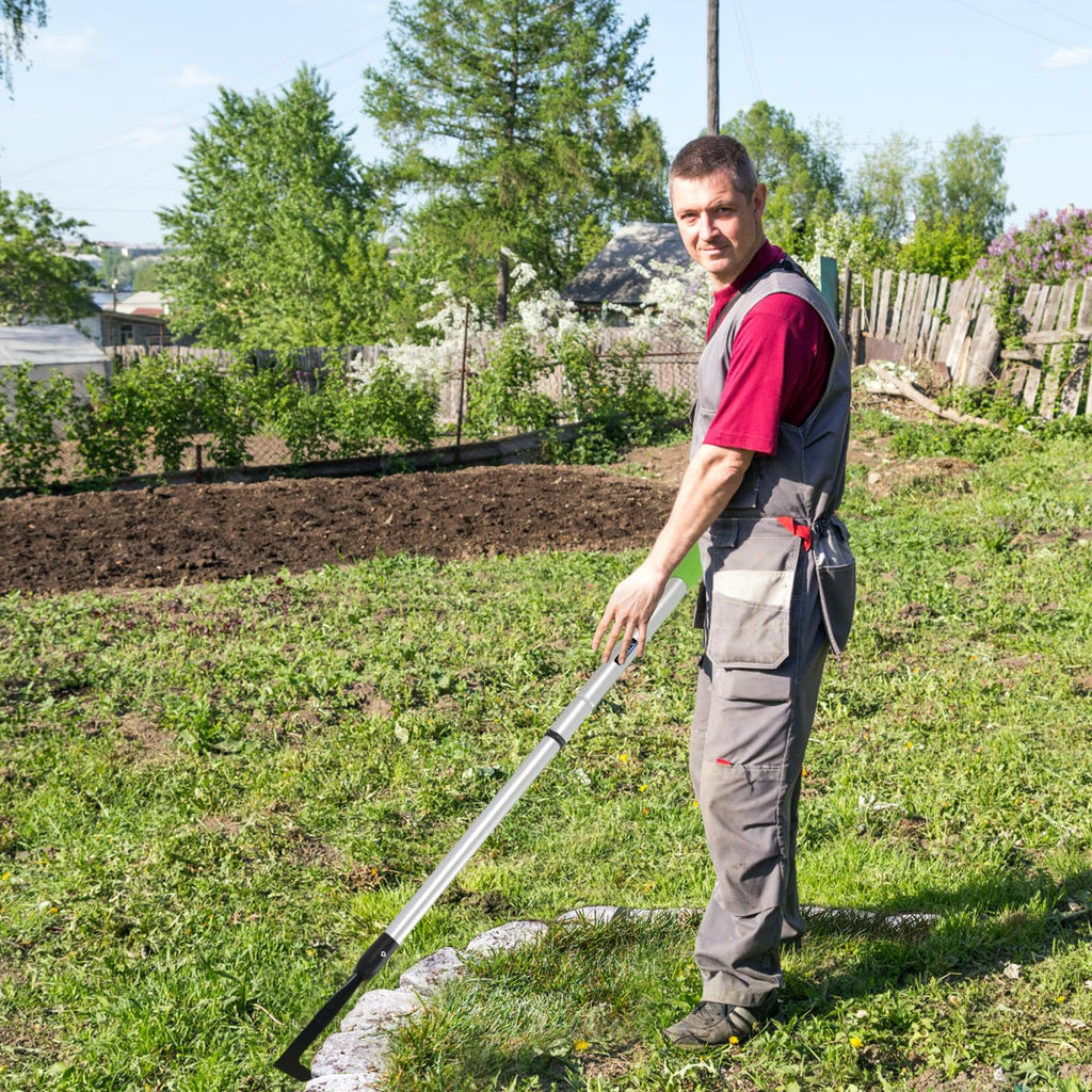 Evcitn Adjustable Crack Weeder with Long Handle – Serrated L-Shaped Blade for Weeds, Roots & Moss Between Driveway and Sidewalk Cracks