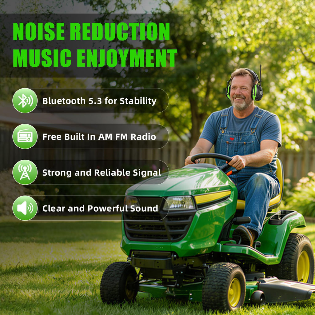 GARDTECH Bluetooth Hearing Protection Earmuffs | SNR 29dB, AM/FM Radio, 40-Hour Battery