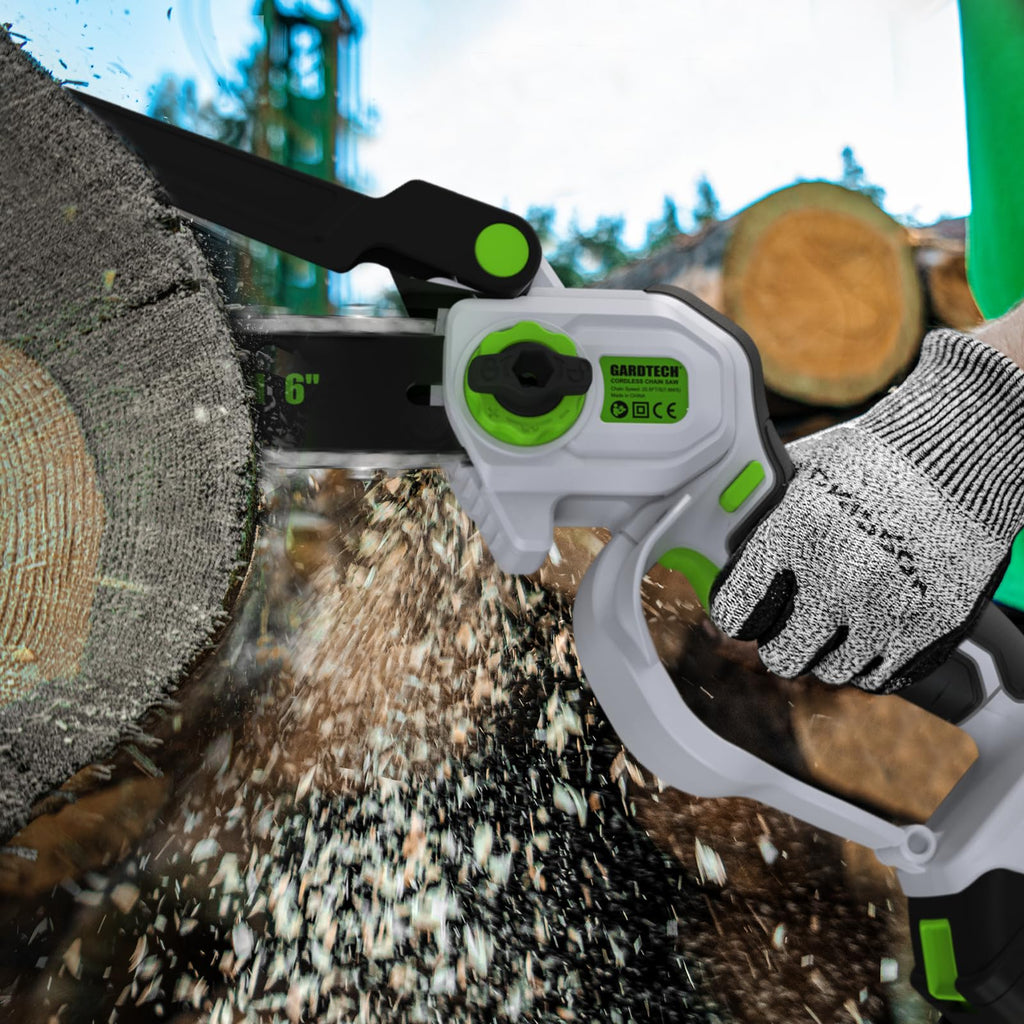 GARDTECH 6-Inch Cordless Mini Chainsaw – Lightweight Handheld Chain Saw for Pruning & Wood Cutting