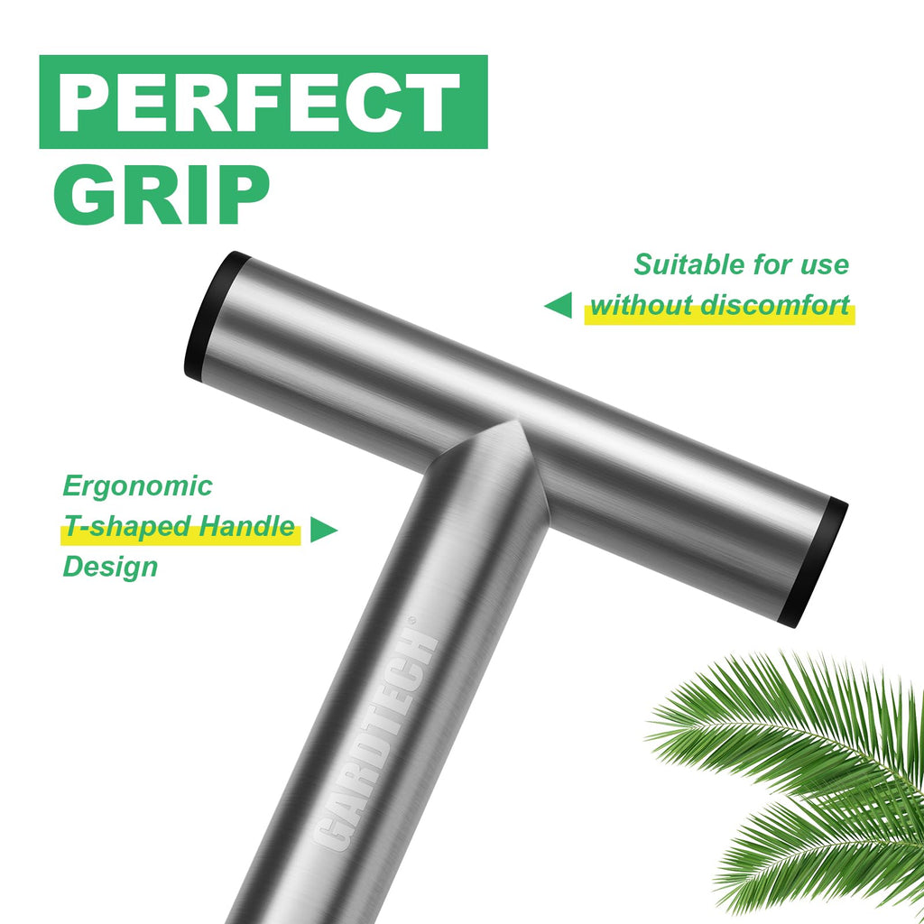 Gardtech Hand Dibber Garden Tool with 5 Inch Measuring Scale,Stainless Steel Bulb Planter Tool,Seed Dibber for Planting & Sowing Seed