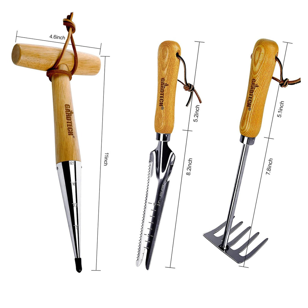 GARDTECH Garden Hand Tool Set – 3 Pieces Including Trowel, Transplant & Cultivator with Durable Ash Wood Handles & Stainless Steel, Perfect Gift for Gardeners