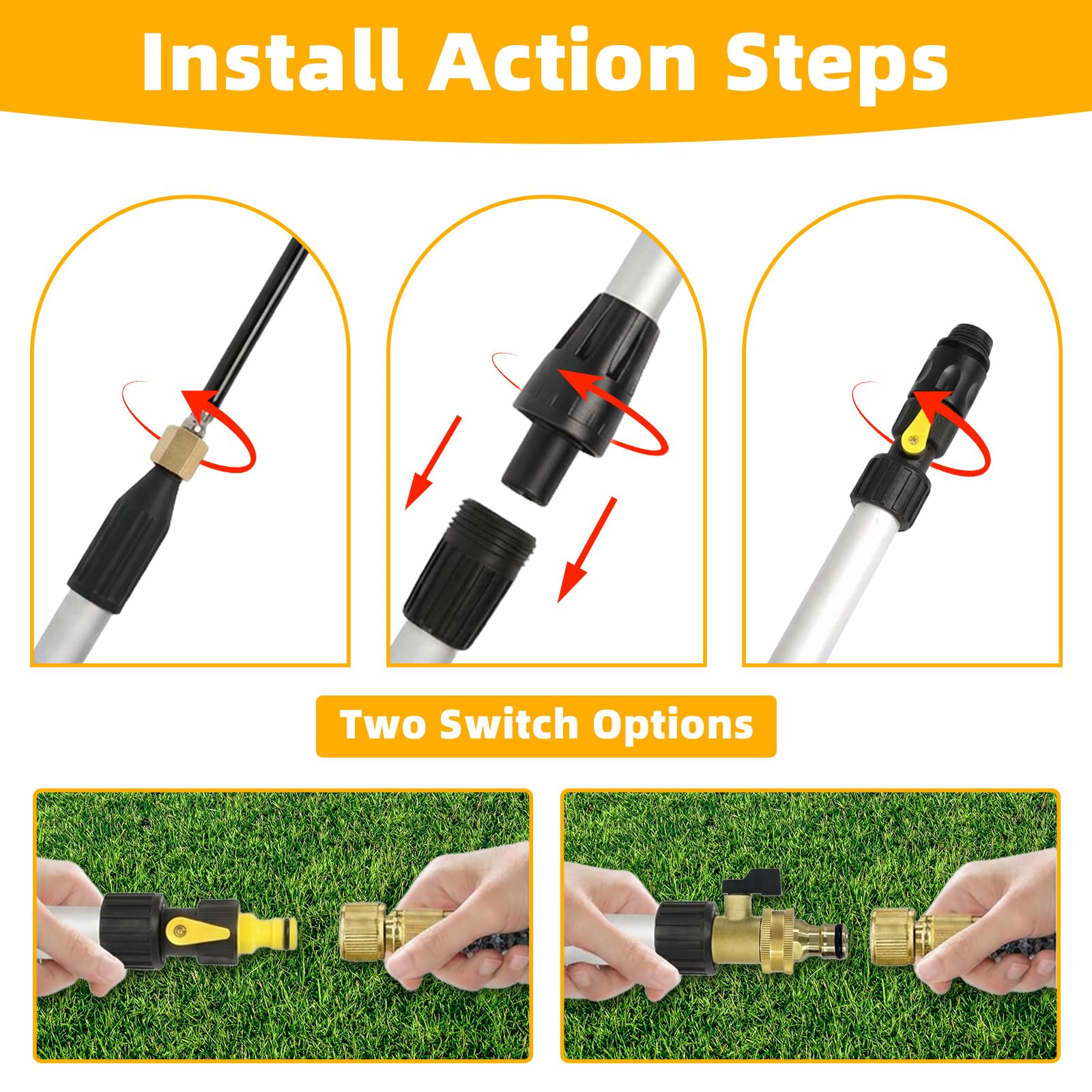 Evcitn Telescoping Gutter Cleaner Tool with 360° Rotating Wand & 3/4" Brass Shut-Off Valve | Extendable 4–20FT, Fits Standard Garden Hose