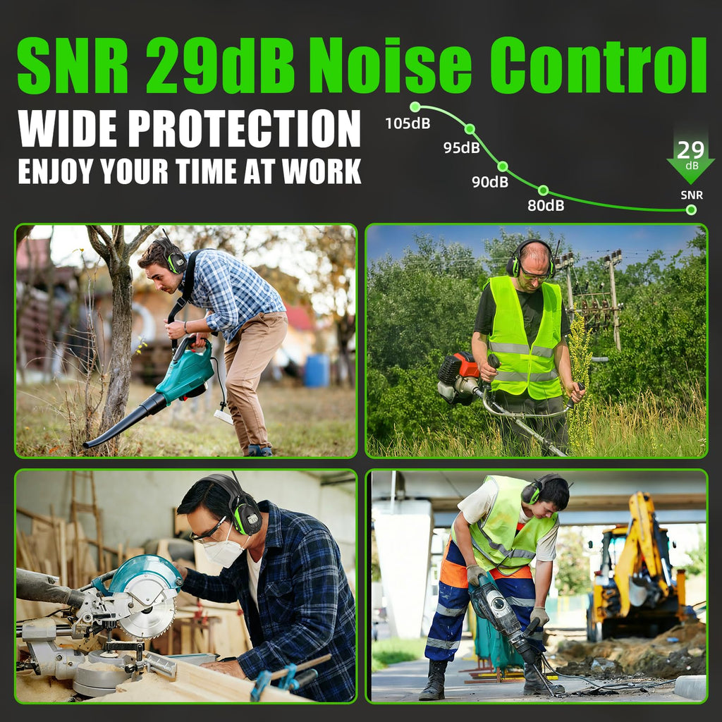 GARDTECH Bluetooth Hearing Protection Earmuffs | SNR 29dB, AM/FM Radio, 40-Hour Battery