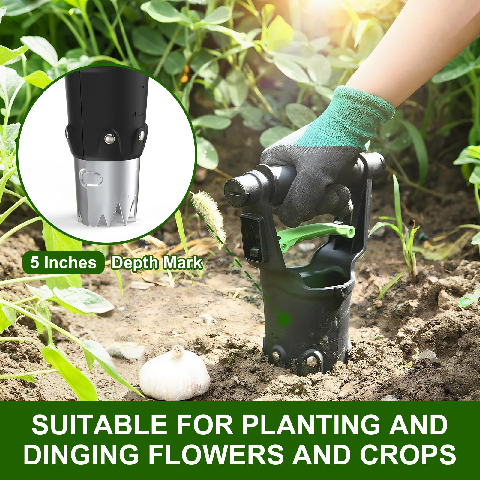 Gardtech Bulb Planter Hand Tool – 5-Inch Stainless Steel Garden Planter for Tulips, Planting Seeds & Soil Digging