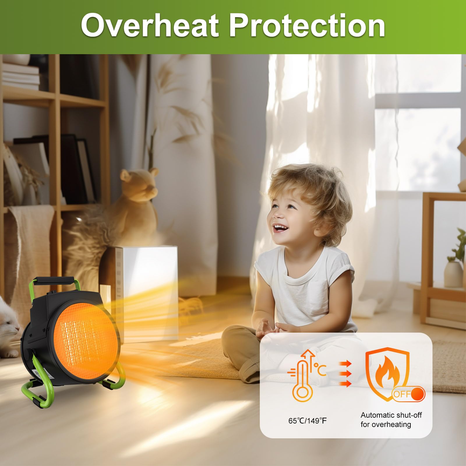 GARDTECH Outdoor Heater for Patio – Portable PTC Ceramic Electric Heater with Overheat Protection, Fast Heating for Garage, Workshop, Greenhouse & Tent