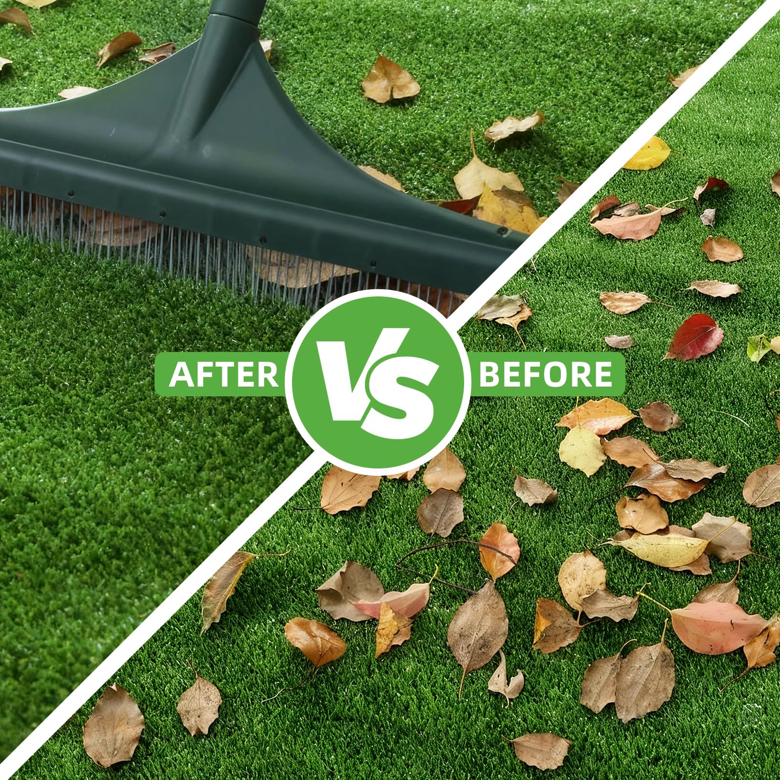 GARDTECH Artificial Grass Rake with Telescopic Steel Handle – 32-55 Inch Hand Rake for Lawn, Carpet, Pet Hair, Leaves & Debris, 3-Piece Easy Storage, Yellow