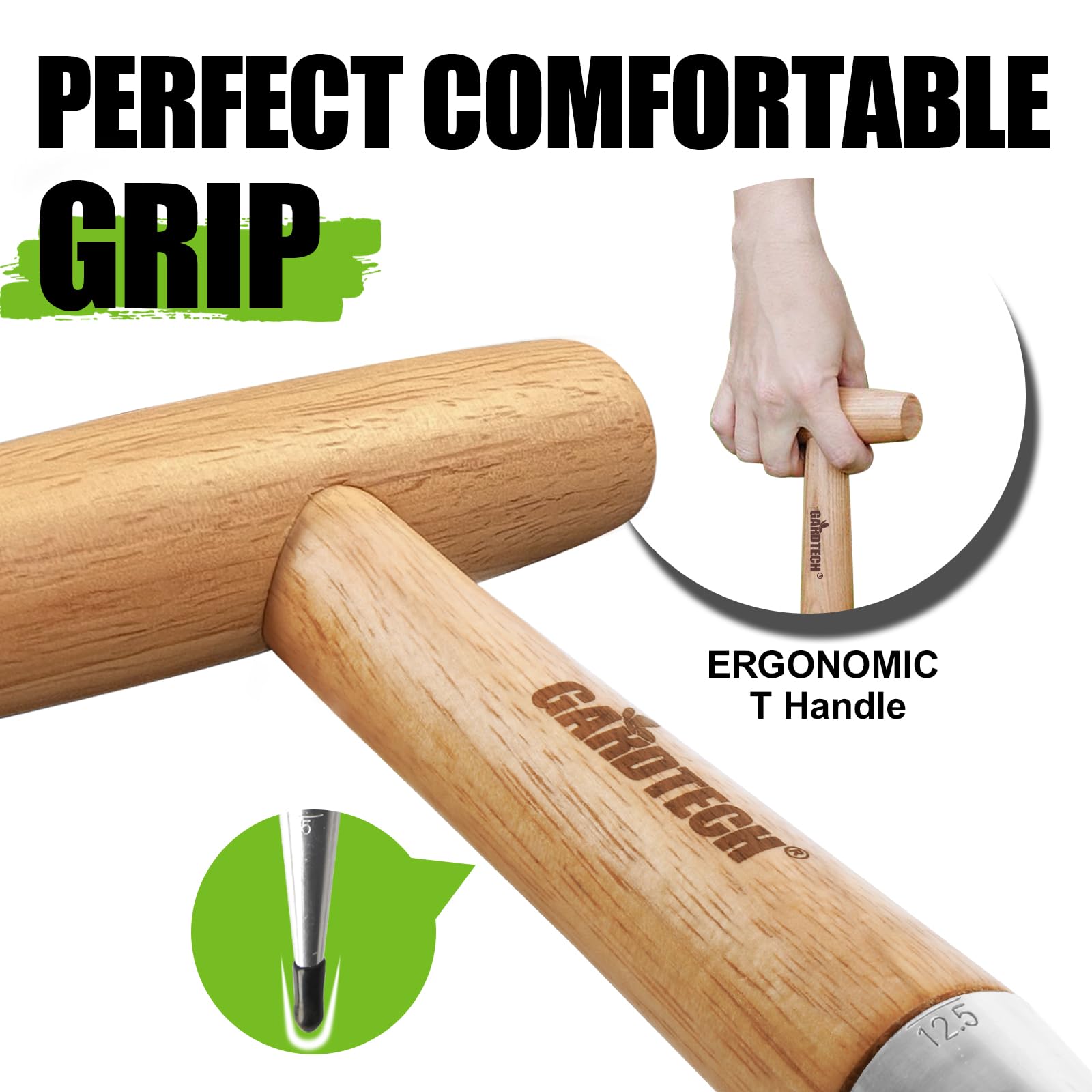 GARDTECH Flower Bulb Planting Set, 4 Pieces – Stainless Steel Dibber with Measurement, Fork & Seed Dispenser for Garden Seeds & Plants