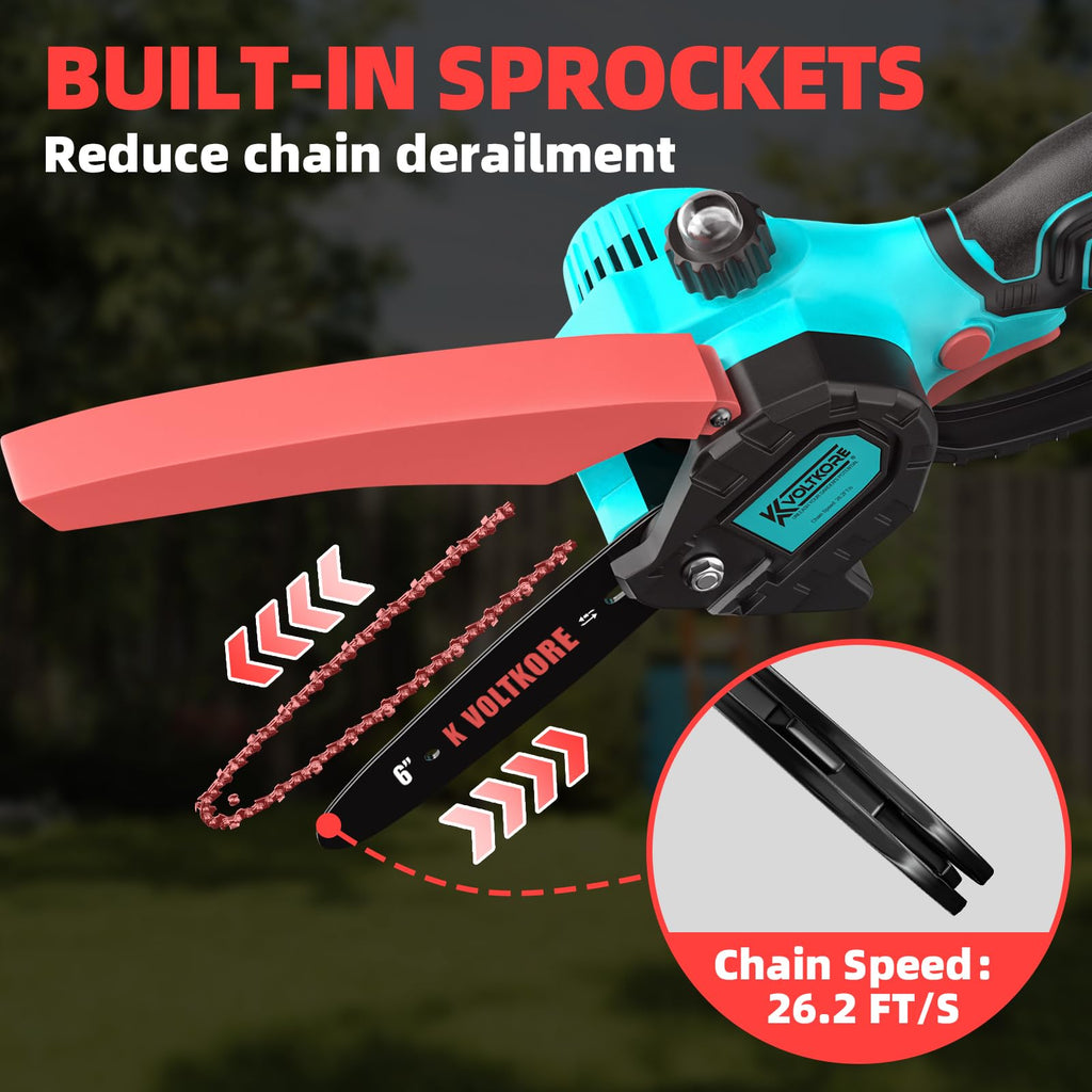 GARDTECH 6-Inch Brushless Cordless Mini Chainsaw | 24V Battery Powered Hand Saw with Auto Oiler