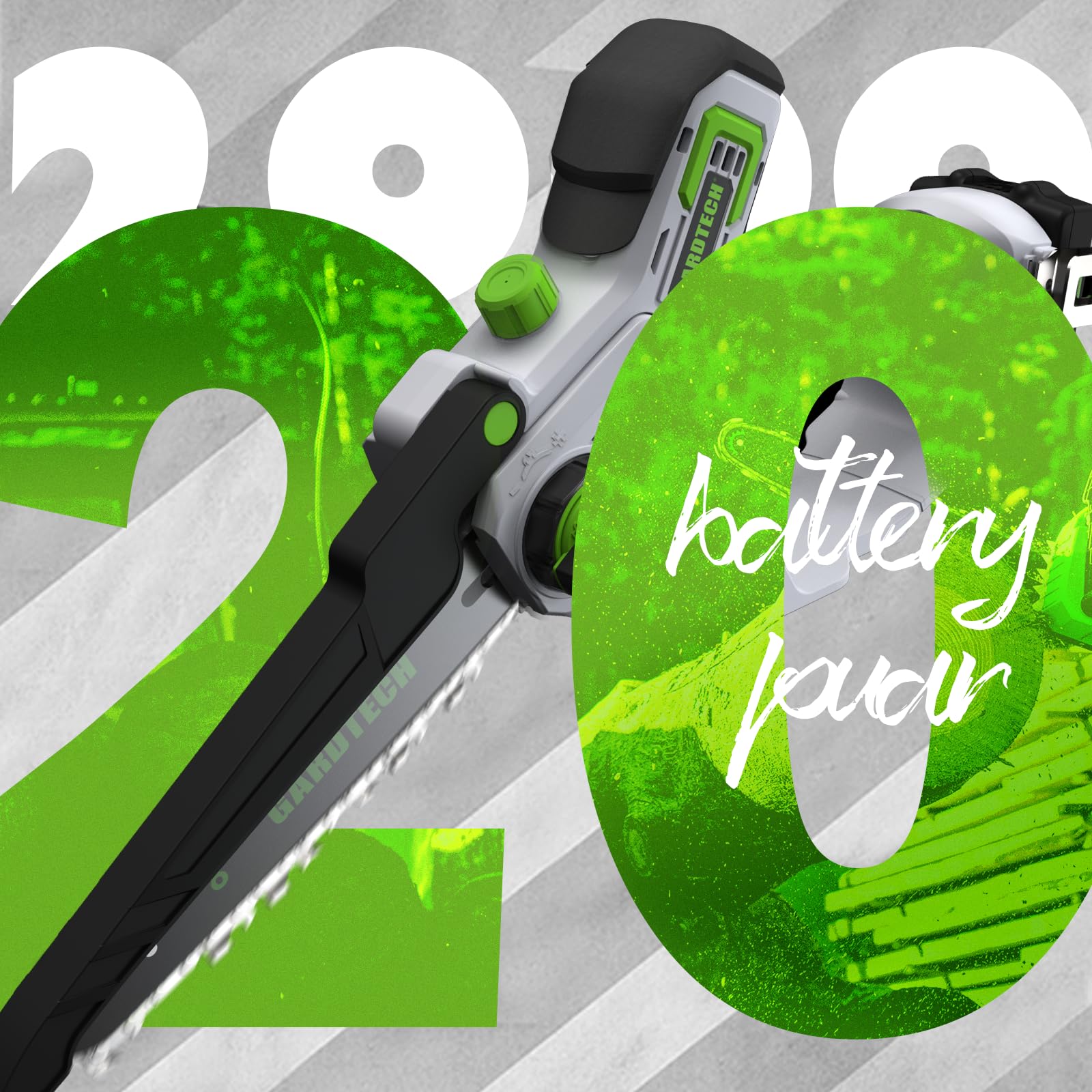 GARDTECH 8-Inch Mini Chainsaw Cordless, Portable Battery Powered Handheld Chain Saw with Dual Safety Lock for Wood Cutting & Pruning