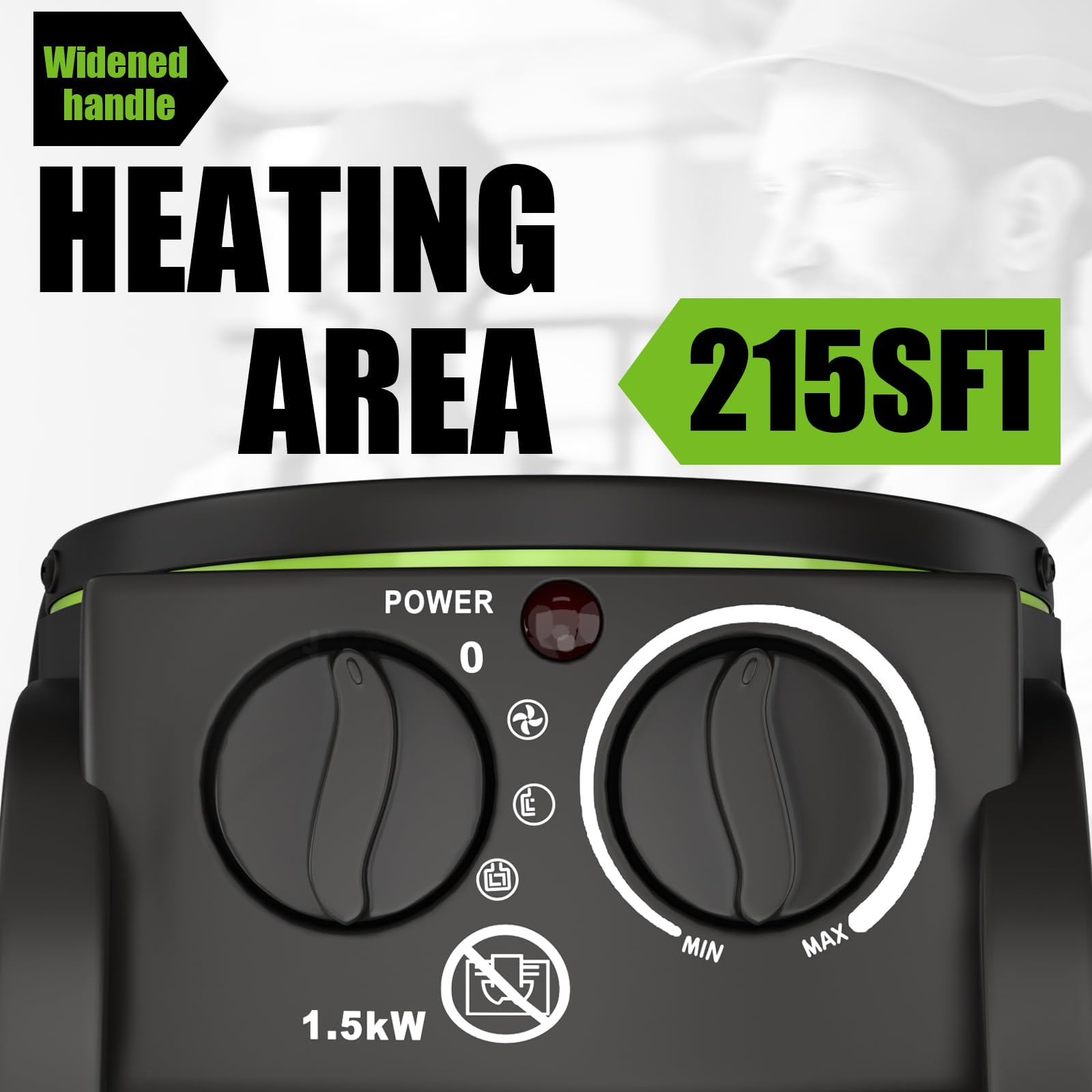 GARDTECH PTC Ceramic Electric Space Heater – Portable Indoor & Outdoor Heater with Overheat Safety, Fast Heating for Garage, Workshop & Greenhouse