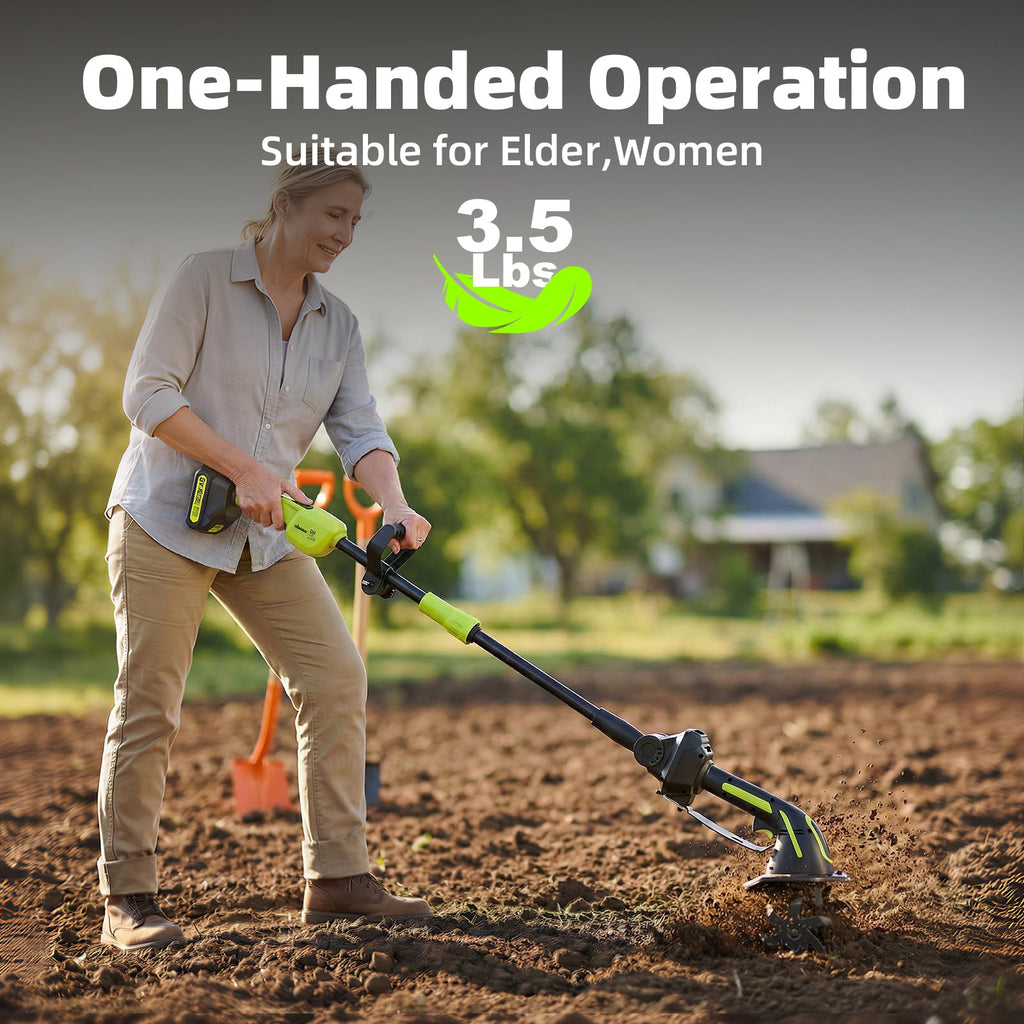 GARDTECH 2-in-1 Cordless Tiller Cultivator | 235RPM, 4" Tilling Depth, 120-Min Runtime, 2×2.0Ah Batteries