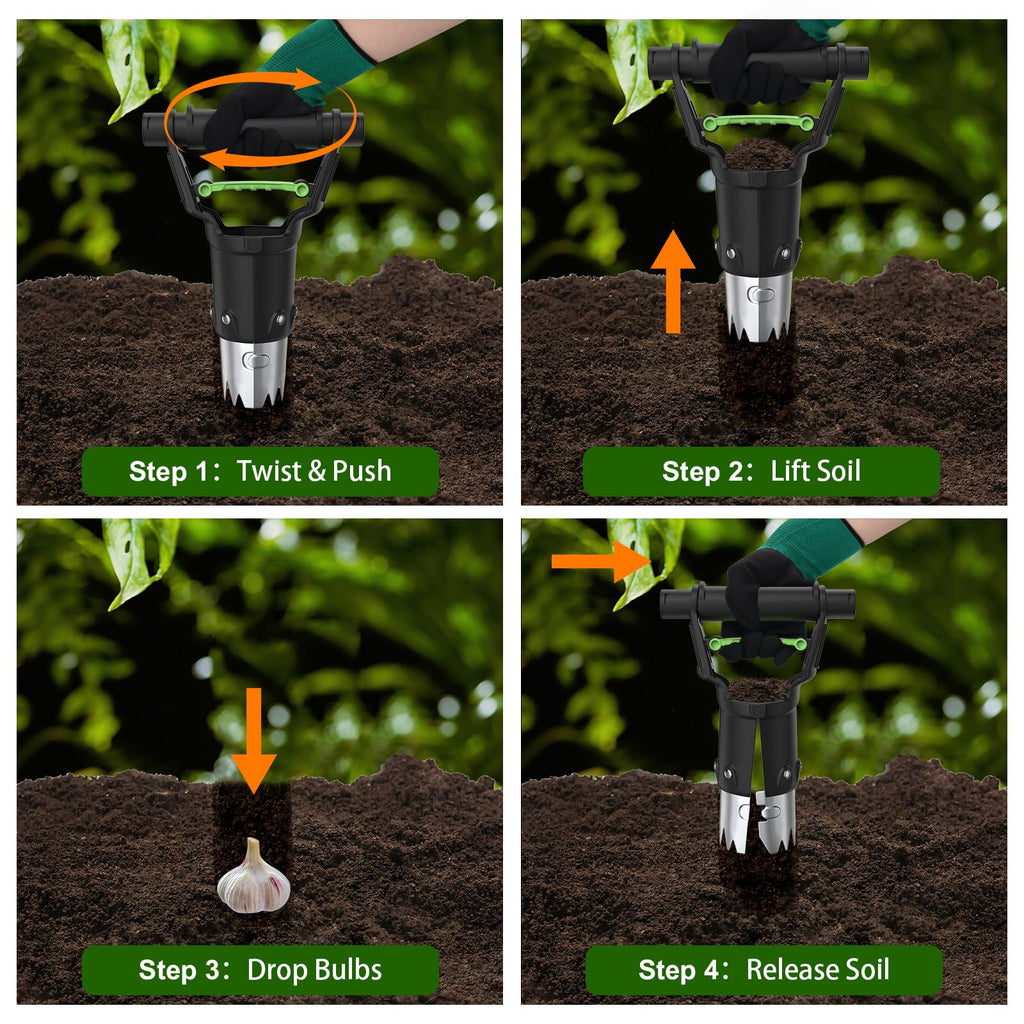 Gardtech Bulb Planter Hand Tool – 5-Inch Stainless Steel Garden Planter for Tulips, Planting Seeds & Soil Digging