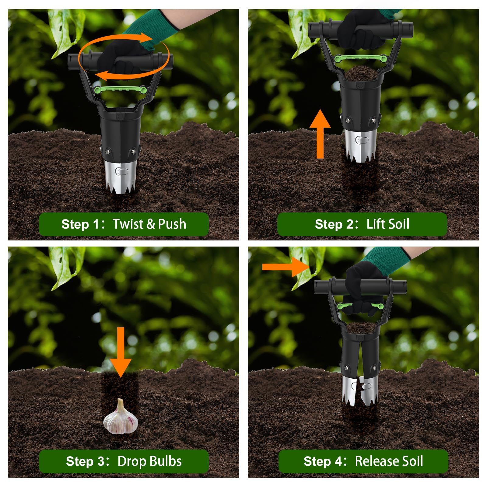 Gardtech Bulb Planter Hand Tool – 5-Inch Stainless Steel Garden Planter for Tulips, Planting Seeds & Soil Digging