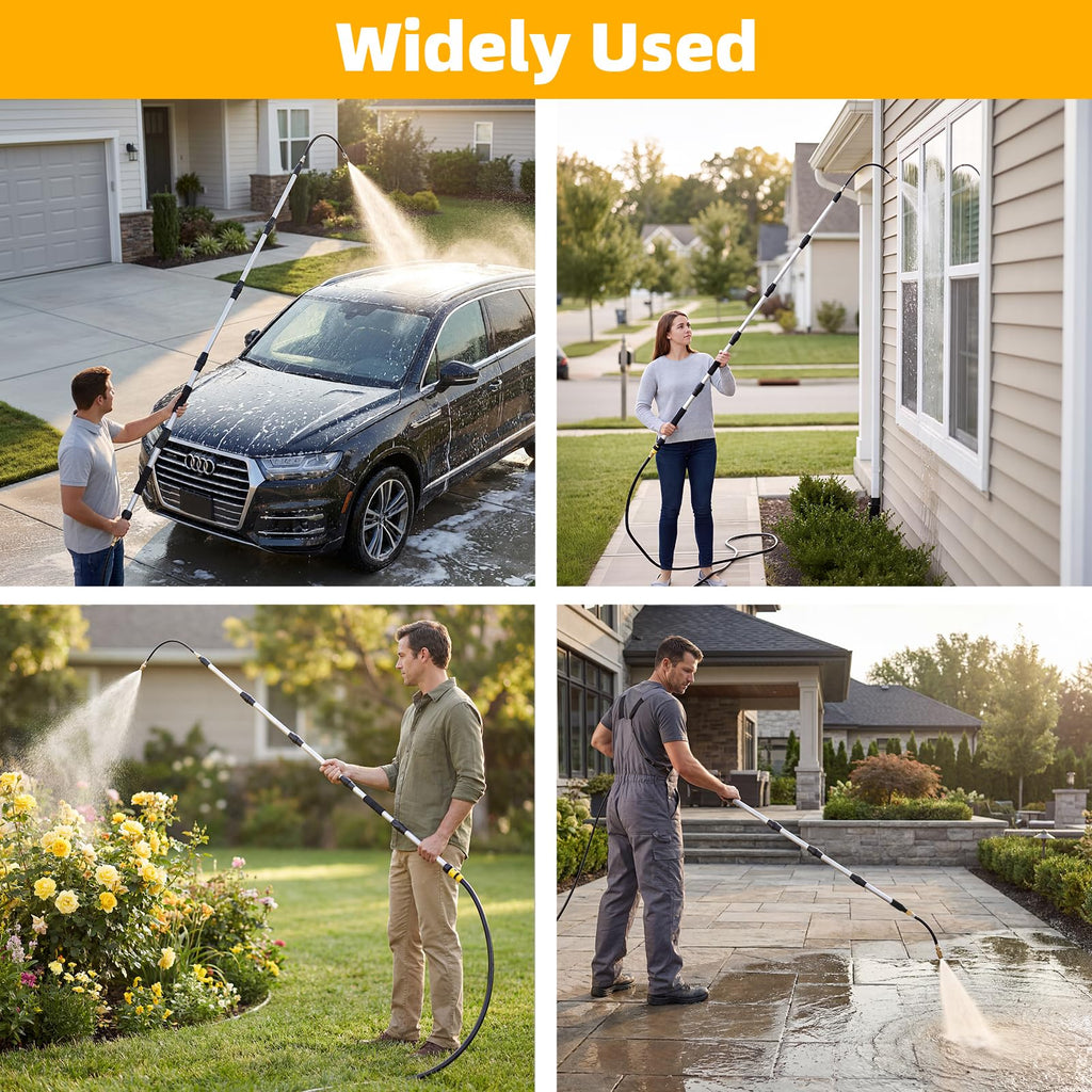 Evcitn Telescoping Gutter Cleaner Tool with 360° Rotating Wand & 3/4" Brass Shut-Off Valve | Extendable 4–20FT, Fits Standard Garden Hose