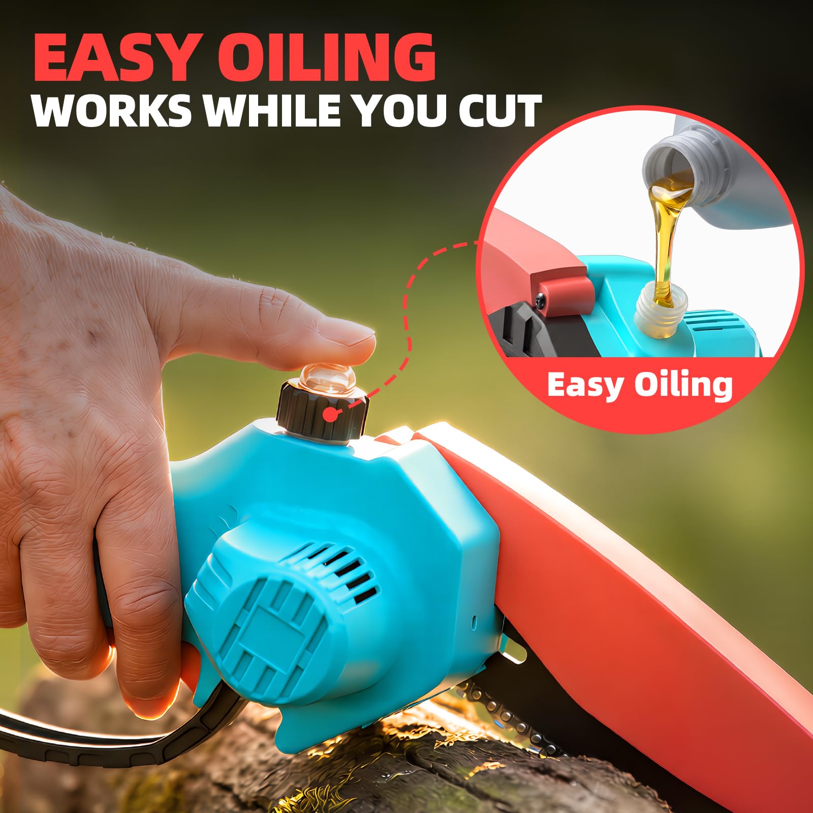 GARDTECH 6-Inch Brushless Cordless Mini Chainsaw | 24V Battery Powered Hand Saw with Auto Oiler