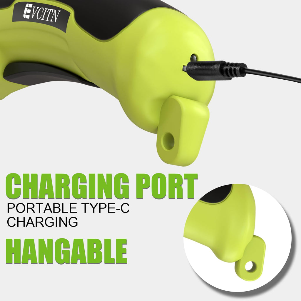 Evcitn Cordless Electric Scissors, Rechargeable Self-Sharpening Rotary Cutter for Cardboard, Fabric, Carpet, Leather & Plastic (Green)