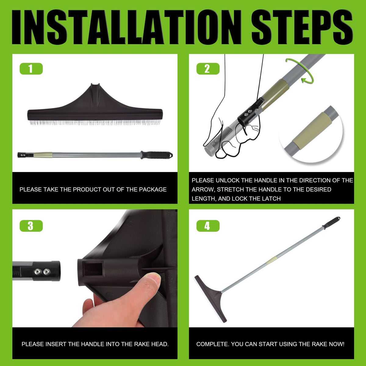 Artificial Grass Turf Rake, GARDTECH Adjustable Steel Handle