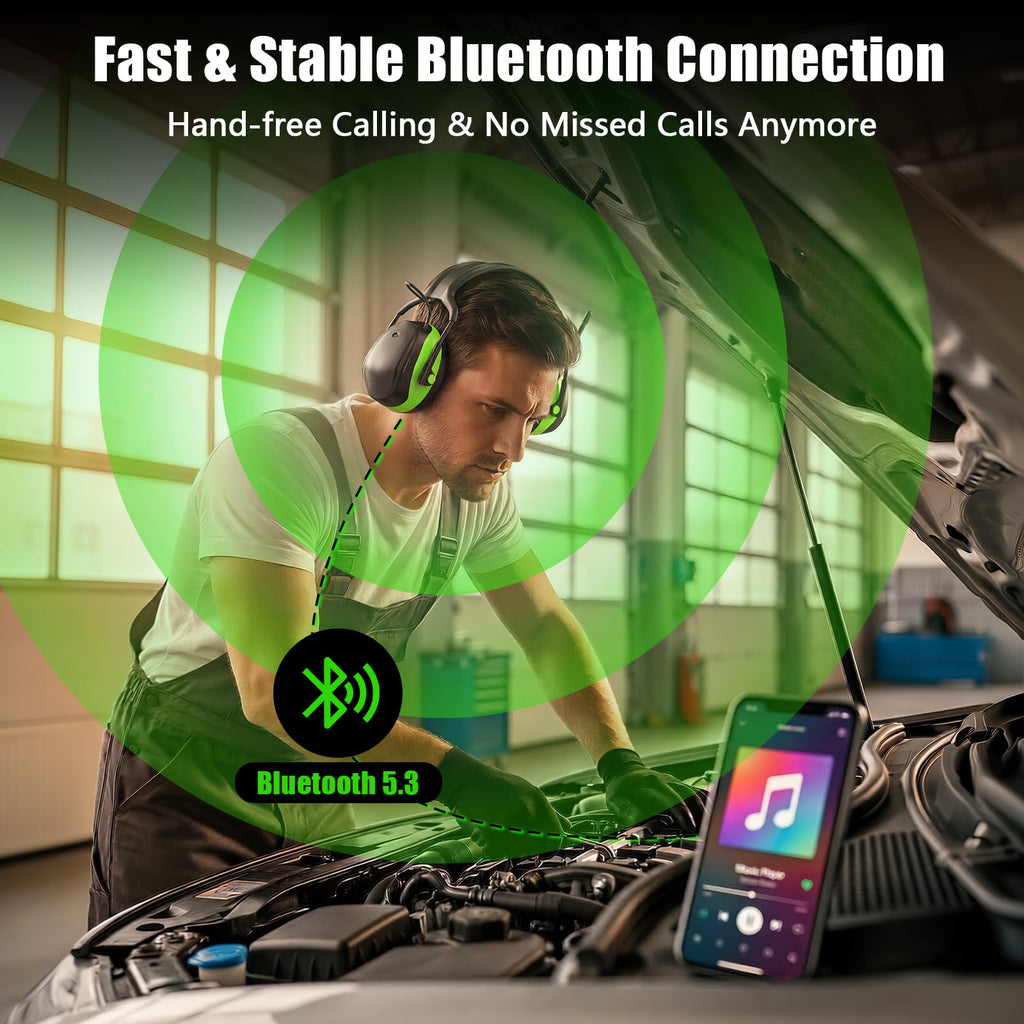 GARDTECH Bluetooth Hearing Protection Earmuffs | SNR 29dB, AM/FM Radio, 40-Hour Battery