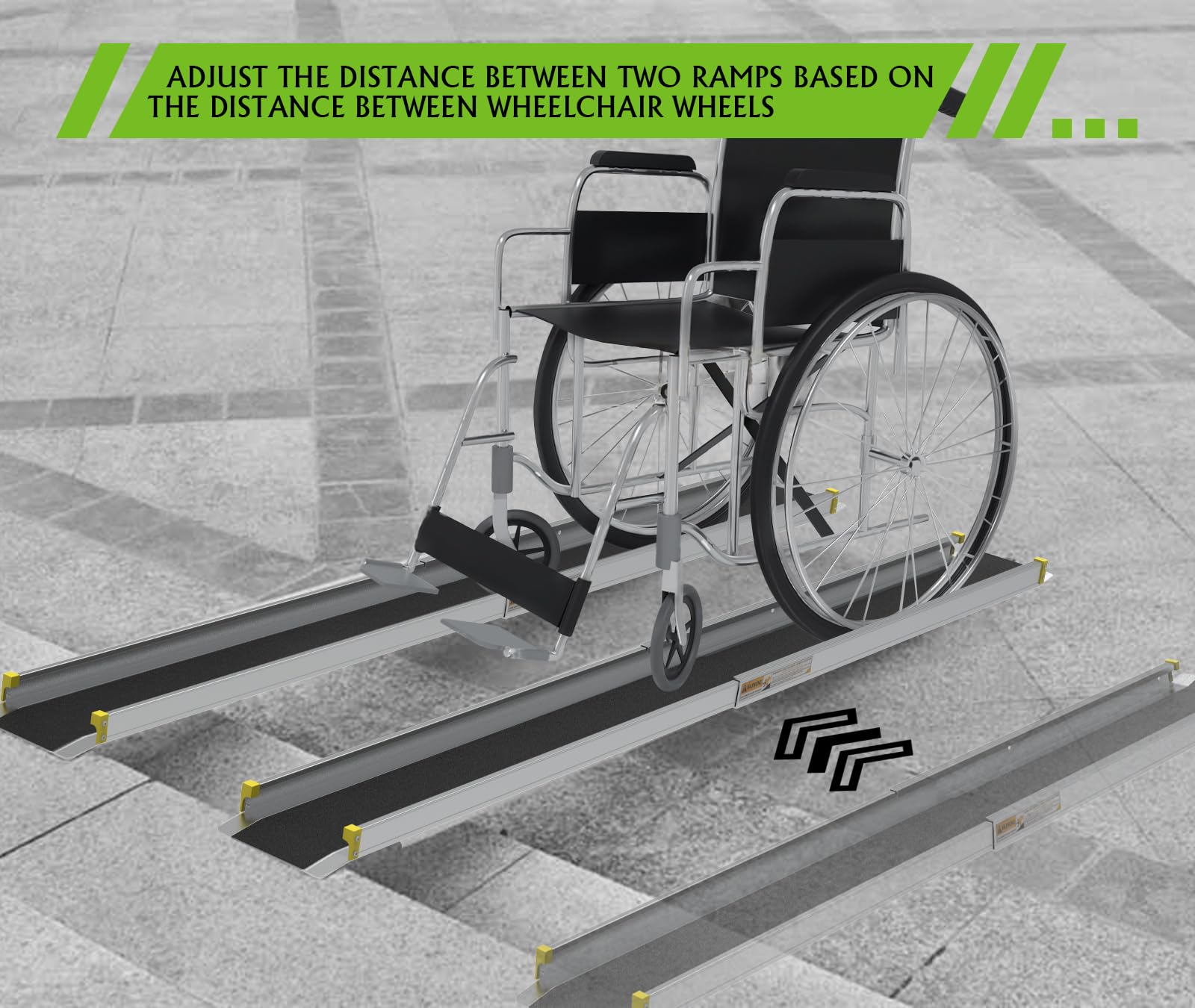 2.1m Adjustable Aluminum Wheelchair Ramp, 272kg Capacity Portable Telescopic Non-Slip Ramp for Home, Stairs & Steps