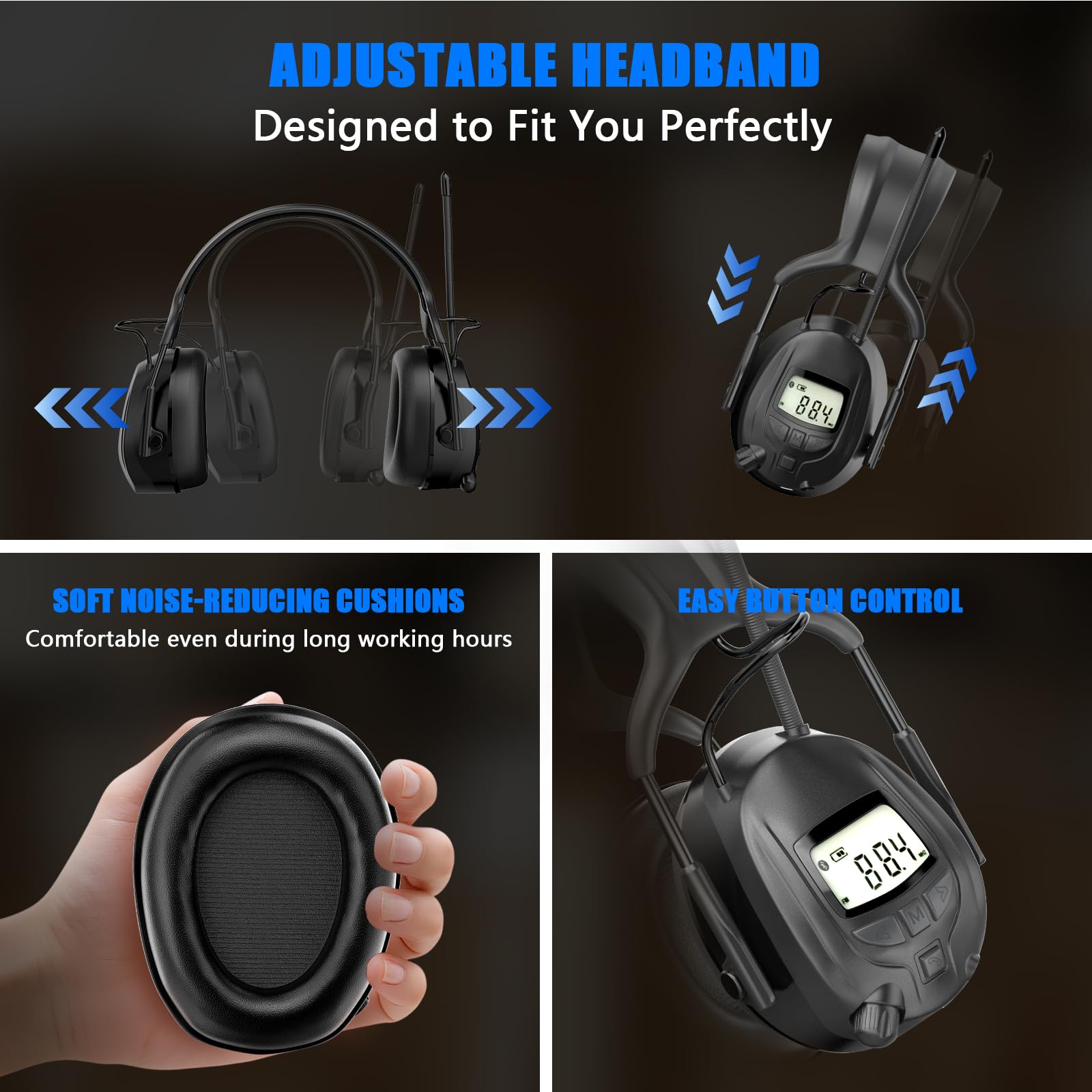 GARDTECH Bluetooth Hearing Protection Earmuffs | SNR 29dB, AM/FM Radio, 40-Hr Battery, Fits Over Glasses